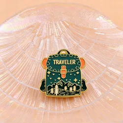 Pin esmaltado montaña y bosque – broche aventurero para chaquetas