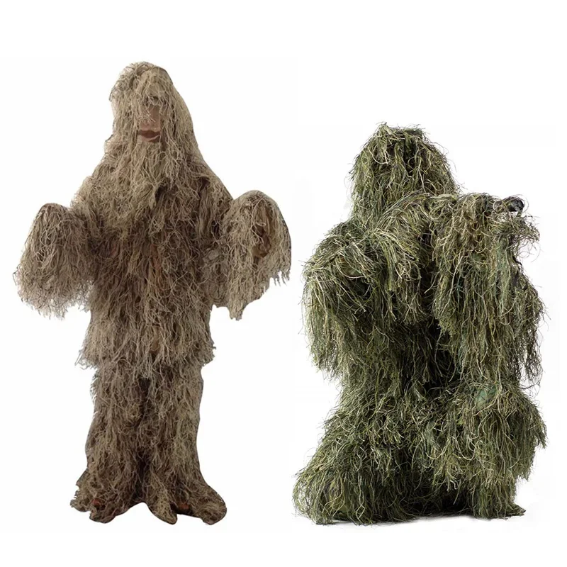 Ropa de camuflaje táctico, traje Ghillie de hierba marchita 3D, 5 uds., traje de caza de francotirador, ropa de caza del ejército, traje de observación de aves - imagen 2