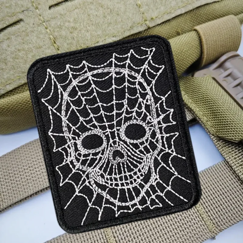 Parche bordado de calavera en la tela de araña, chaleco táctico, insignia de moral con gancho y bucle, pegatinas para mochila, parches para brazalete para ropa - imagen 5