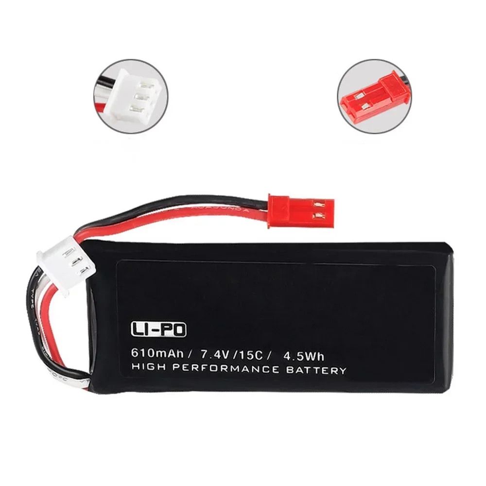 Batería Lipo de 7,4 V, 610mAh, 15C con cargador USB para Hubsan X4 H502S H502E H216A recambios de drones cuadricóptero RC - imagen 4