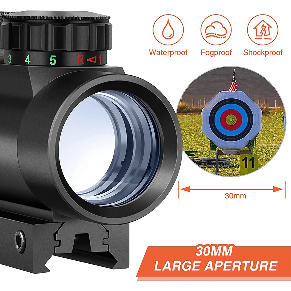 Mira de ballesta de 3 puntos, mira réflex de punto rojo y verde, mira óptica de caza compacta para pistola, Rifle Airsoft, arco compuesto - imagen 2