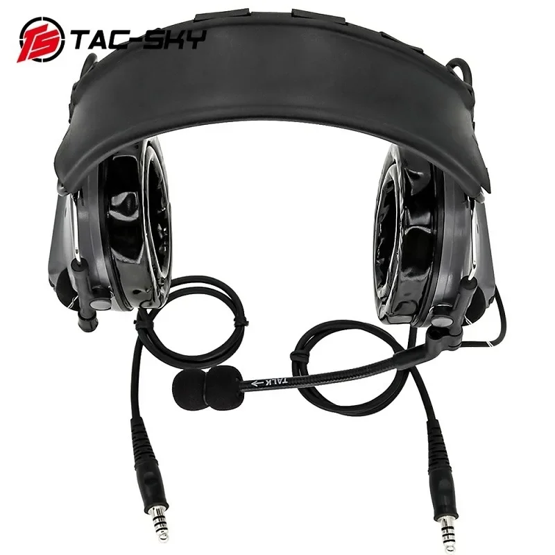 TS TAC-SKY auriculares tácticos nueva diadema desmontable Walkie-Talkie de caza comunicación Dual TSCIII orejeras tácticas - imagen 5