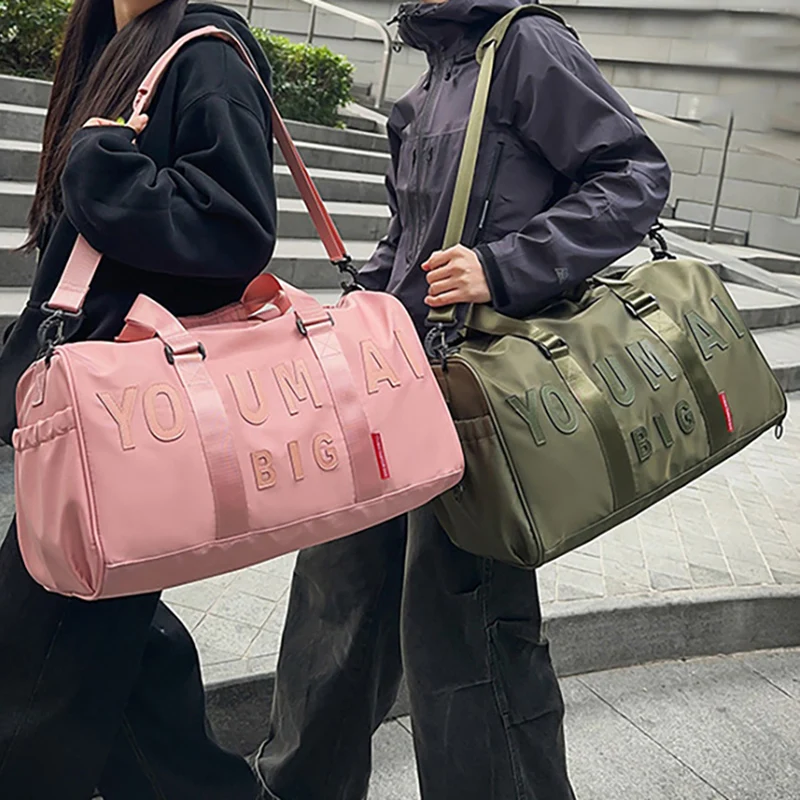 Bolsa de lona deportiva para gimnasio, bolsa de Yoga seca y húmeda con paquete de zapatos para acampar al aire libre, senderismo, escalada, equipaje grande, bolsa portátil - imagen 2