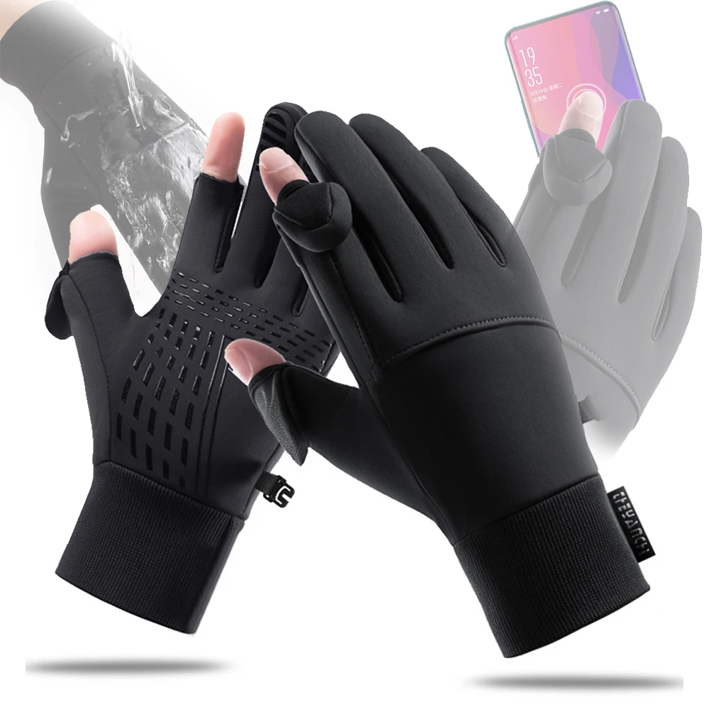 Guantes térmicos de ciclismo con pantalla táctil, guantes gruesos de invierno para pesca con mosca, guantes de mano flexibles y completos para clima frío al aire libre, cálidos