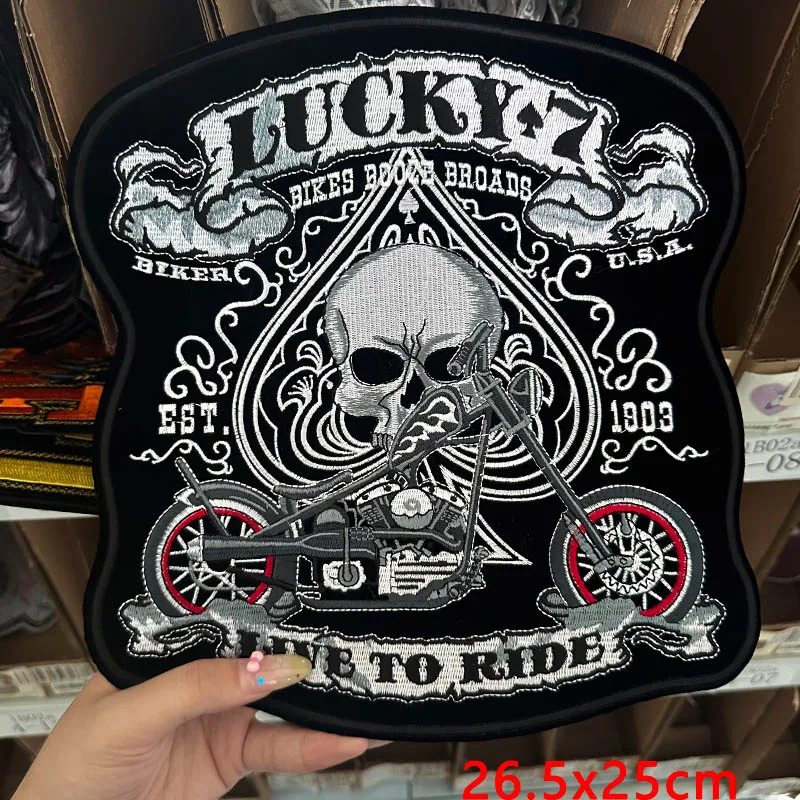 Punk Biker Patch Ijzer Op Patches Op Jas/Kleding Grote Motorcycle Club Geborduurde Patches Voor Kleding Naaien/Smeltbare Badges - imagen 2