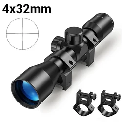 Mira telescópica para Rifle compacta 4x32, óptica para mira telescópica para caza, mira telescópica para riel Picatinny de 11/20mm