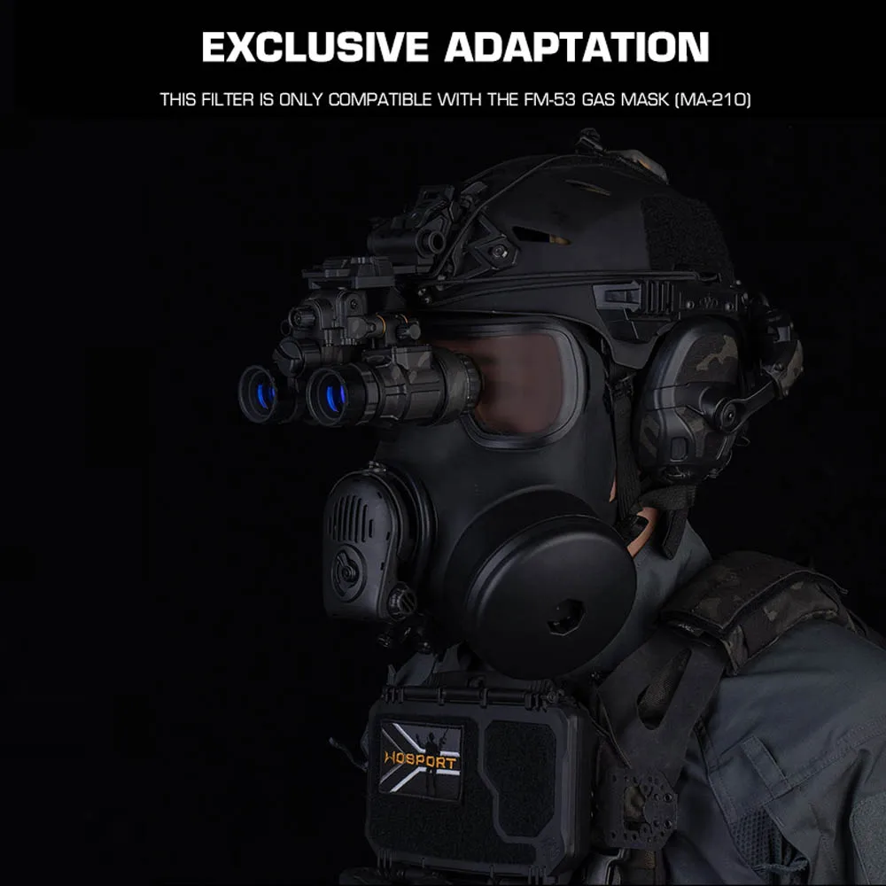 Modelo simulado de tanque de filtro de máscara de Gas M53 con ventilador para accesorios de máscara táctica Airsoft Paintball FM53 - imagen 5