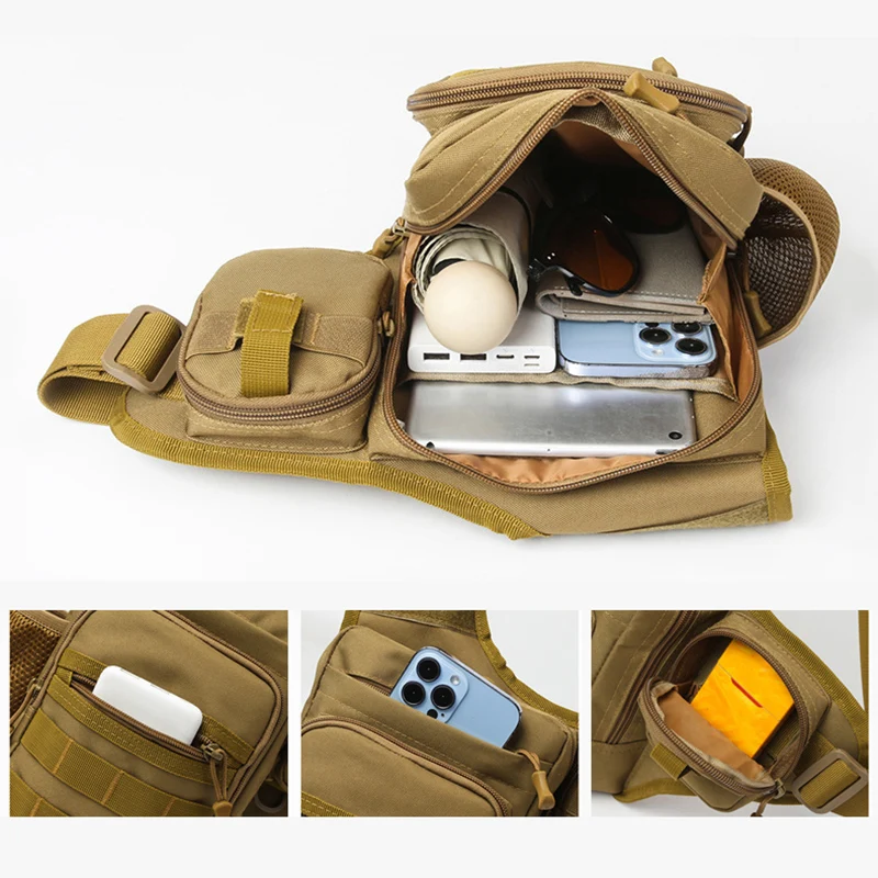 Riñonera táctica militar para hombre, bolsa de pecho para acampar, escalada, ciclismo, senderismo, viajes, deportes al aire libre, riñonera Molle - imagen 3