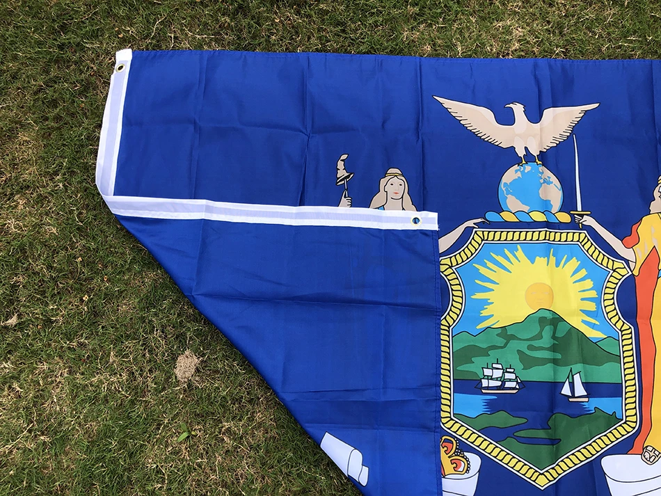 SKY FLAG Bandera del Estado de Nueva York 90x150CM 3x5 pies poliéster de alta calidad colgante Bandera del Estado de Nueva York para decoración del hogar - imagen 4