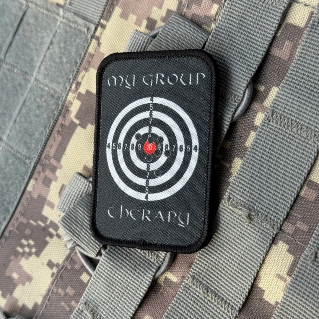 Parches impresos de moral táctica con gancho y bucle de tiro objetivo de terapia de mi grupo para ropa, brazalete militar, pegatinas para mochila