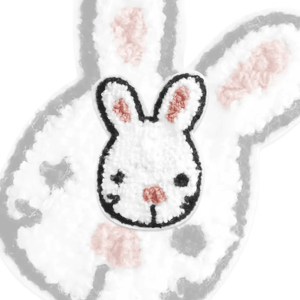 Parches bordados de chenilla de conejo Kawaii, parches para planchar para ropa, chaquetas, abrigos, pantalones vaqueros, insignias de animales lindos de dibujos animados DIY - imagen 3