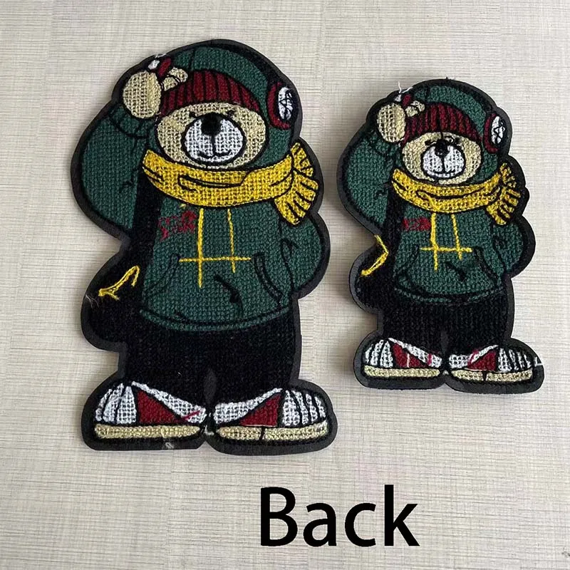 Parche de costura verde de oso de peluche grande de dibujos animados, apliques bordados de chenilla, insignias para coser, parches DIY para ropa, mochila para niños - imagen 3