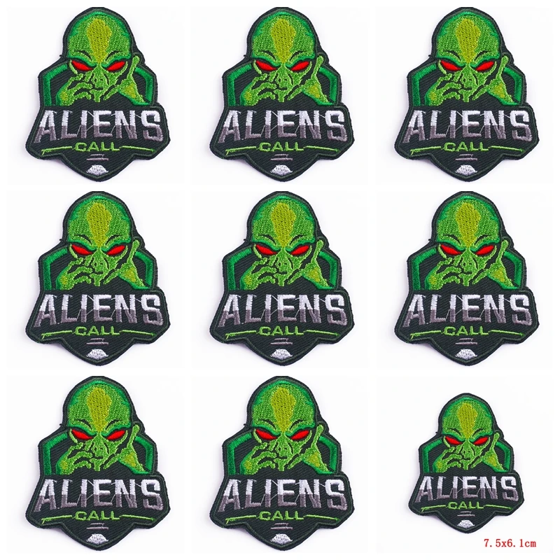 10 unids/lote parche bordado parches alienígenas en ropa DIY ropa Hippie rayas parche OVNI parches para planchar para insignias de ropa - imagen 5