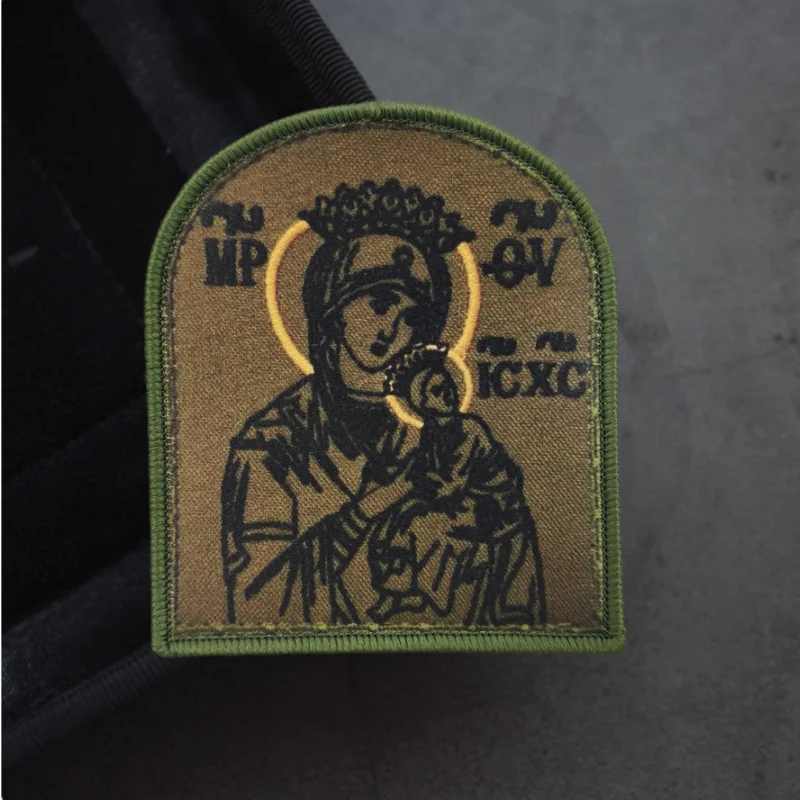 Parche con estampado de la Virgen María, ángel guardián, gancho y bucle, insignia de moral táctica, mochila, parches adhesivos decorativos para ropa - imagen 2