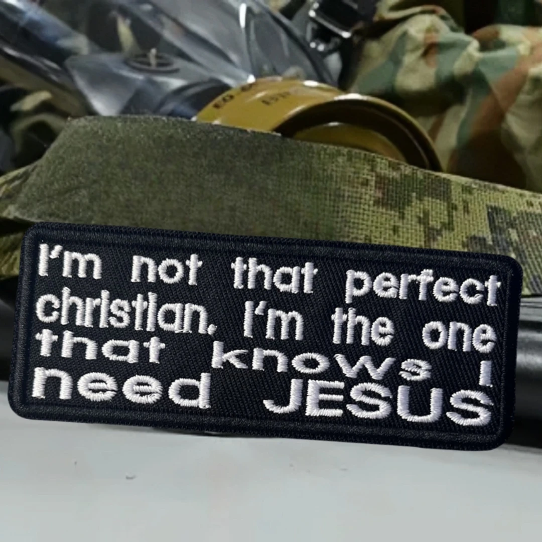 Parche de versículo de la Biblia, insignia de moral táctica, amor, Dios, fe, I Need JESUS, parches de gancho y bucle bordados, mochila, pegatina militar - imagen 2