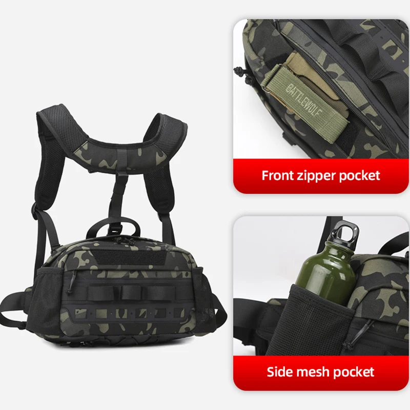 Mochila táctica para chaleco de pesca, deportes al aire libre, Camping, bolsas de cintura Molle, bolsa frontal, mochila para senderismo, caza, riñonera - imagen 5