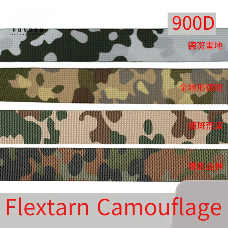 Cinta de correas de 5 metros y 10 metros, mochila táctica Molle, cinturón, correa para el hombro, bricolaje, Flecktarn, punto alemán/manchas de nieve, camuflaje - imagen 3
