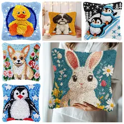 Kit punto de anudar cojines – Diseño infantil pompón pastel