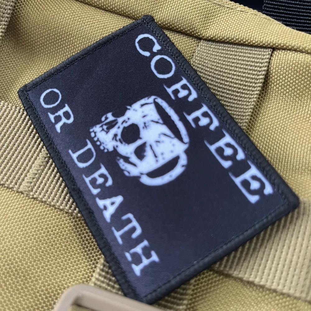 Parche de café o muerte, parches tácticos del ejército, insignia militar, pegatina de impresión de gancho y bucle, moral divertida - imagen 2