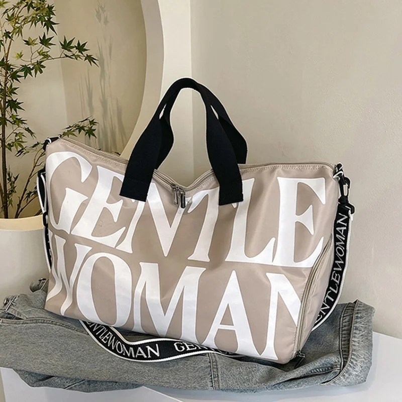 Bolsa de gimnasio para Fitness, bolso de mano pintado con letras de gran capacidad, bolso de hombro tipo bandolera de viaje al aire libre, bolso de equipaje portátil - imagen 5