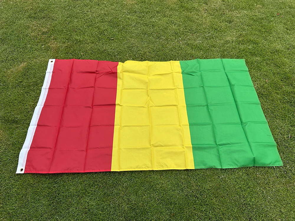 Bandera del cielo bandera de Guinea 3x5 pies 90*150cm poliéster colgante bandera nacional de Guinea África para publicidad decoración del hogar Banner - imagen 2