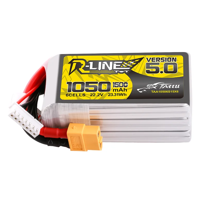 Batería LiPo TATTU-R-LINE 5,0 22,2 V 1050mAh 150C para helicóptero RC Quadcopter FPV Racing Drone, piezas con enchufe XT60 6S - imagen 3