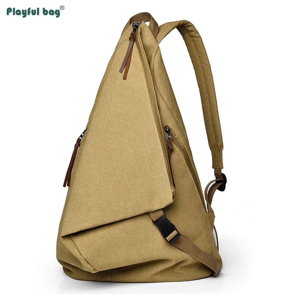 Mochila triangular de lona para hombre, bolso de gran capacidad para exteriores, mochila de viaje de ocio, AVA279 - imagen 3