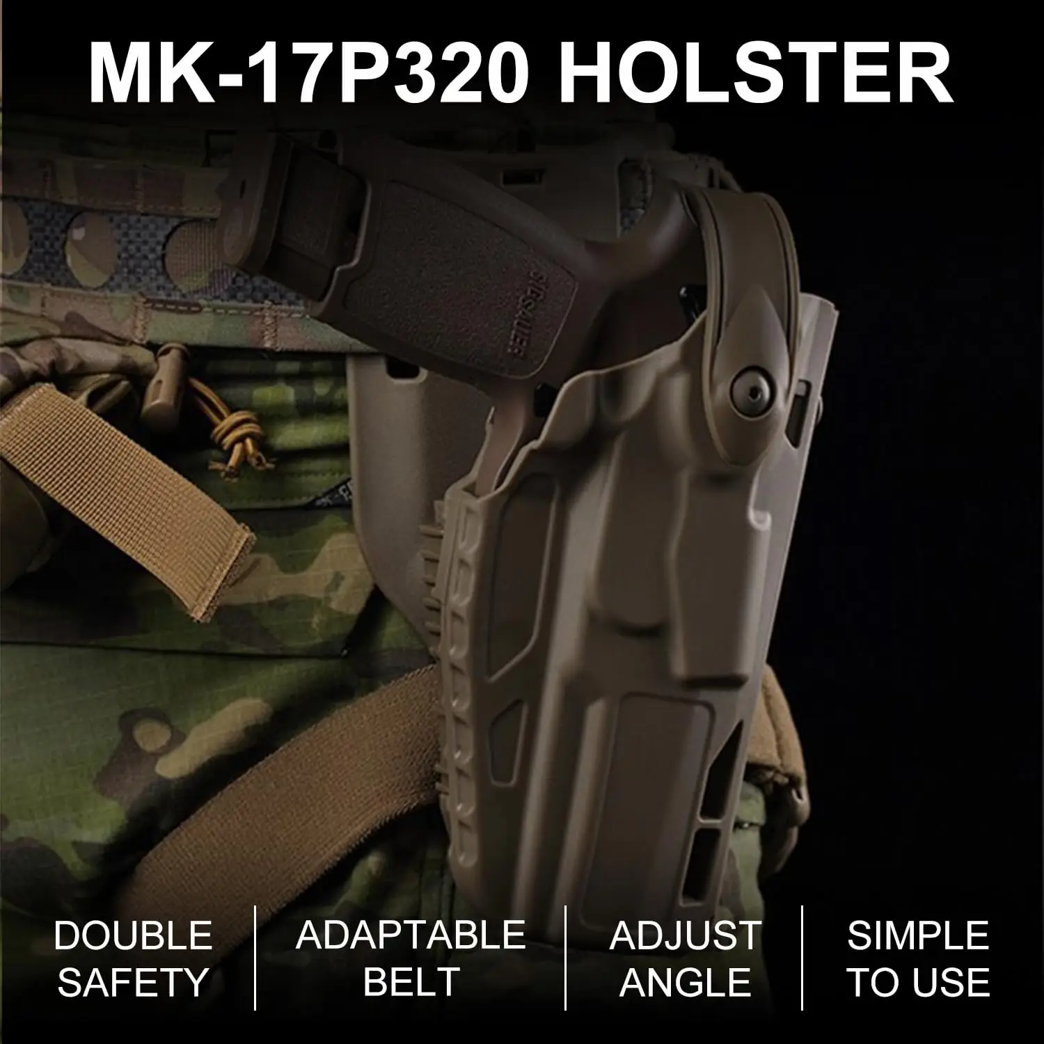 MK-17 P320 funda táctica para pistola Airsoft con sistema de liberación rápida QLS adaptador de pierna caída accesorios de caza Airsoft - imagen 2