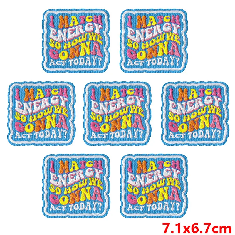 10 unids/lote, venta al por mayor, frase colorida/texto, parche bordado con apliques, parches para planchar para ropa, parches termoadhesivos para ropa - imagen 5