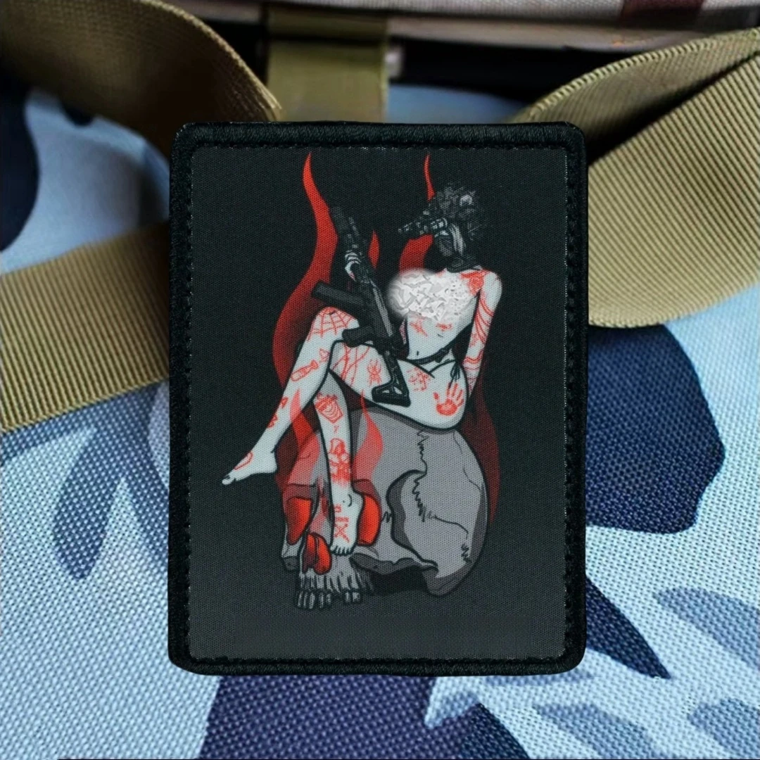 Insignia de moral de bruja nocturna, brújula, parche táctico para niñas, brazalete del ejército militar, pegatina para mochila, parches de gancho impresos para ropa - imagen 2