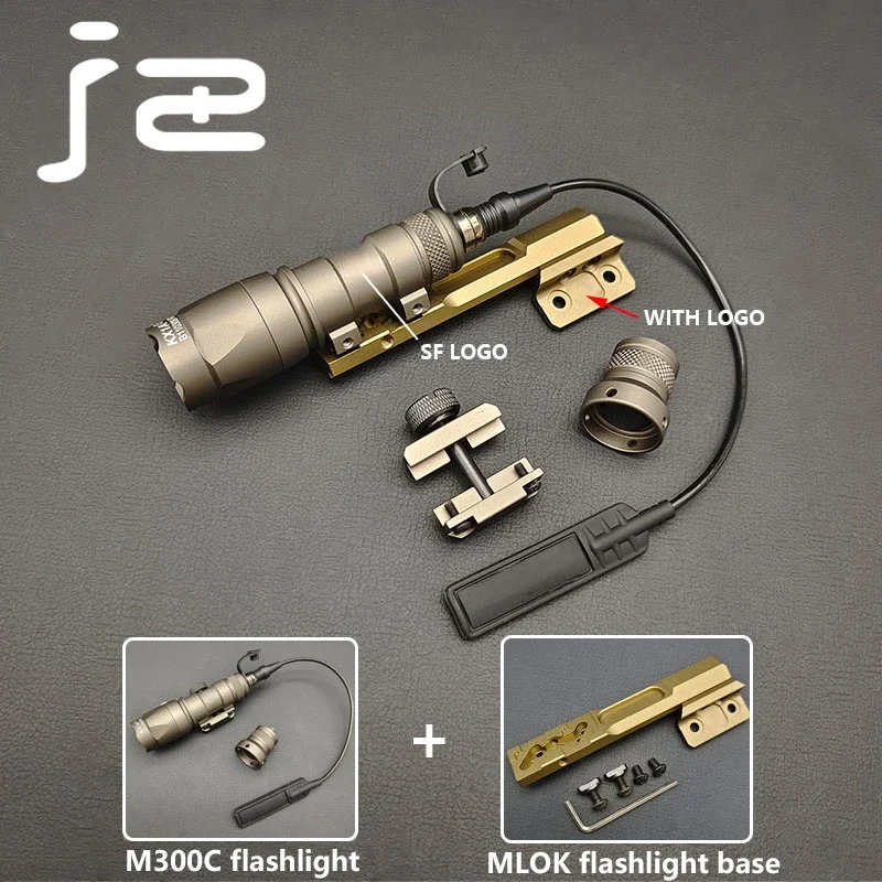 SF-minilinterna táctica de Metal para arma de caza, luz LED de explorador con interruptor de presión y Base, 500 lúmenes, M300C, M300, M600C - imagen 3