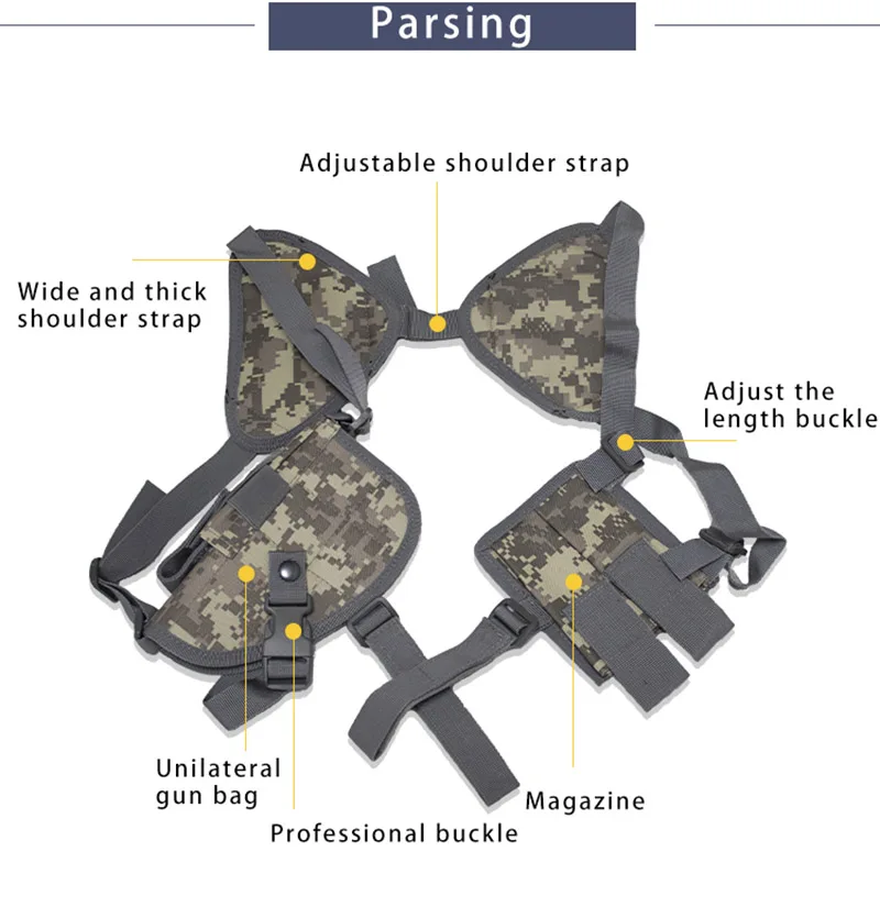 Funda militar para pistola táctica al aire libre, cubierta de cuero oculta para axilas, equipo de caza adecuado para Glock 17 19, accesorios para pistola - imagen 3