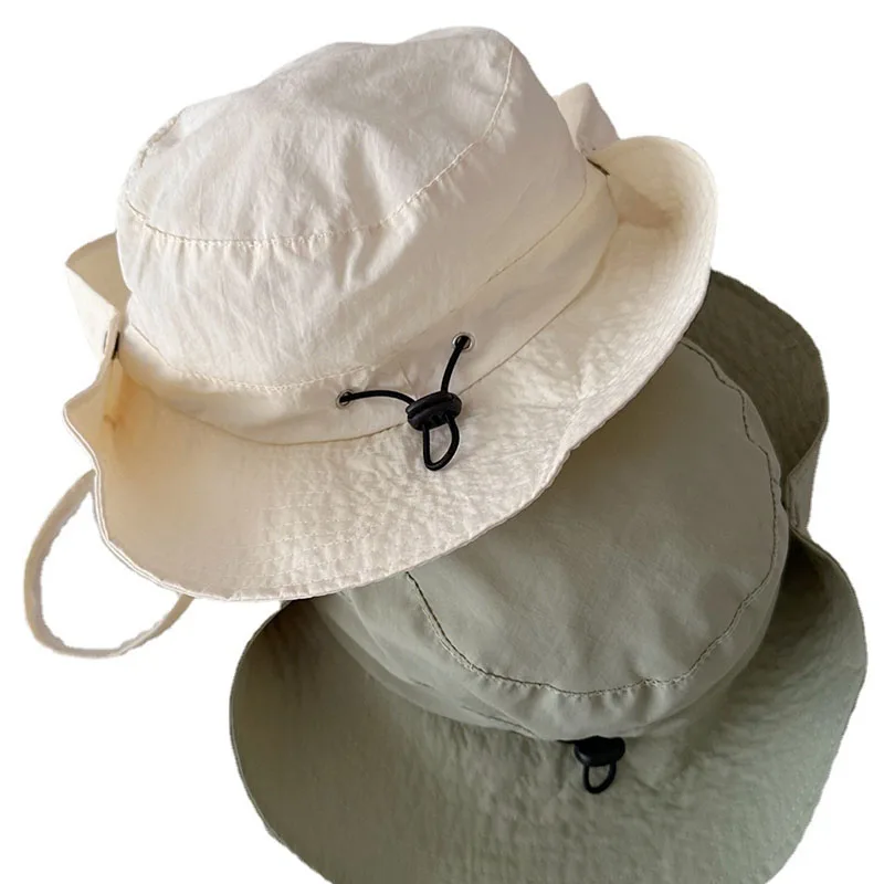 Children Bucket Hats Summer Solid Color Sunhat Kids Quick-Drying Sunshade Fishing Caps Boys Girls Outdoor Hiking Beach Cap - imagen 4