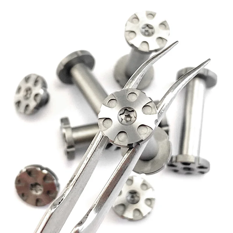 10 set/lote 416 mango de cuchillo de acero inoxidable piezas para hacer tornillos M4 pares de remaches de bloqueo husillo sujetadores de clavos T10 cabeza Torx - imagen 5