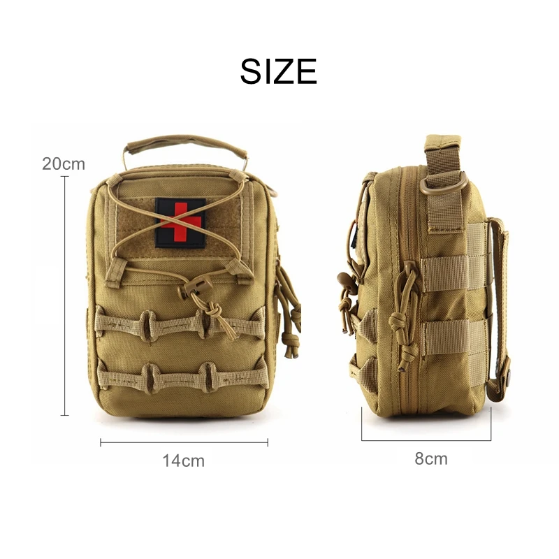 Bolsa médica táctica, riñonera Molle para correr al aire libre, Camping, Kits de primeros auxilios militares EDC, paquete de herramientas de supervivencia - imagen 3