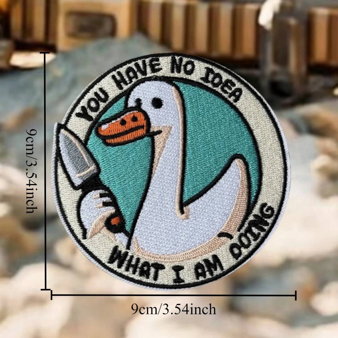 Parche táctico de moral "Silly Goose You Have No Idea What I Am Doing", pegatinas para mochila con brazalete de gancho y bucle bordado militar - imagen 2