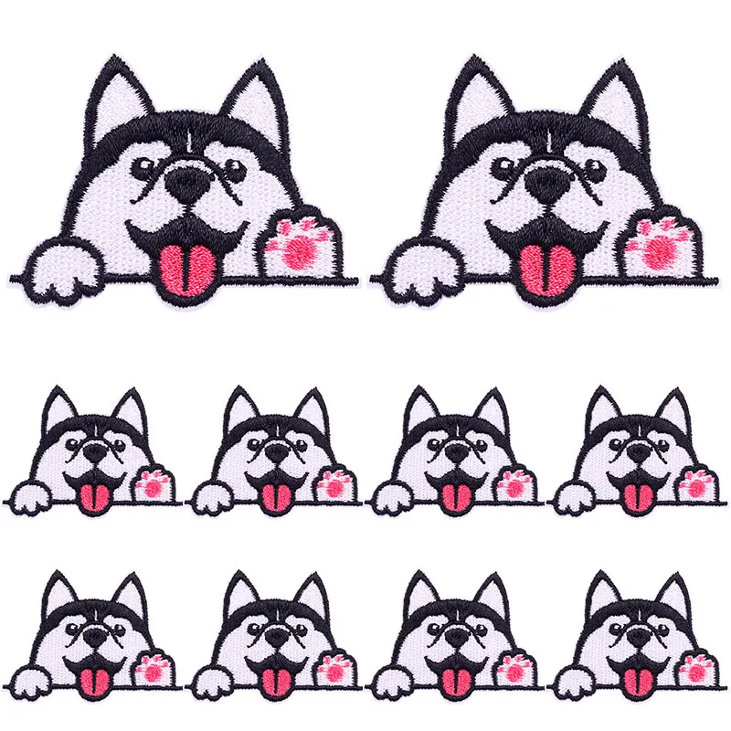 Parche de dibujos animados de 10 unids/lote, bordado autoadhesivo de Animal lindo, parches divertidos de perro en apliques para niños, ropa DIY, coser pegatina - imagen 5