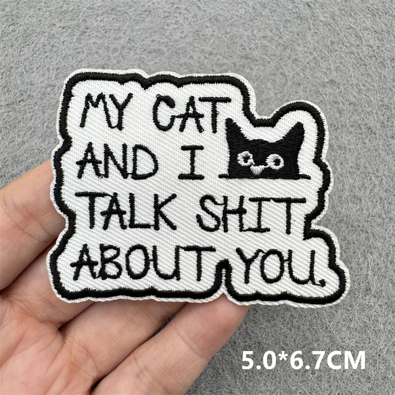 Parches de advertencia de peligro para planchar para ropa, letras de dibujos animados, parche bordado para costura en chaqueta/sombrero, pegatinas para mochila, insignias - imagen 5