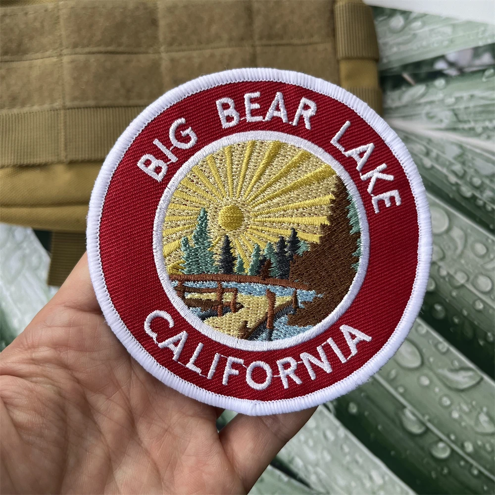 Parches tácticos de BIG BEAR LAKE CALIFORNIA, insignia militar, brazalete, mochila, gancho y bucle, pegatina bordada - imagen 3