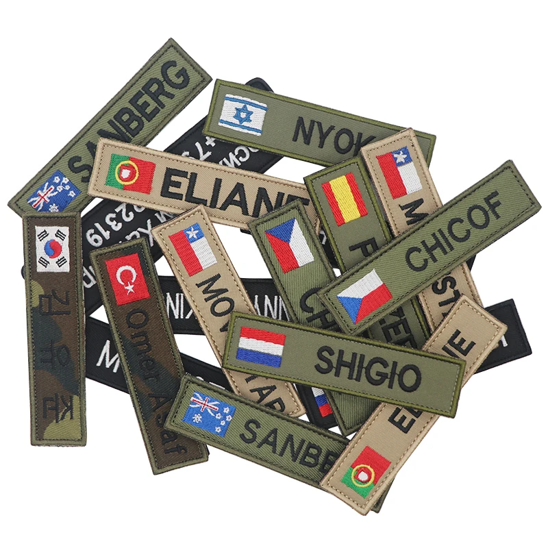 Parches de nombre bordados personalizados con bandera de Chile, insignias, pegatinas para coser en gancho, respaldo de hierro, transferencias para bolsas de pistola Airsoft del ejército - imagen 5