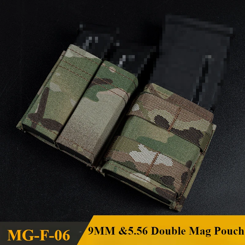 Bolsa Molle Dual para revistas, bolsa para revistas de 9mm y 5,56, bolsa de almacenamiento táctica multifuncional para caza al aire libre