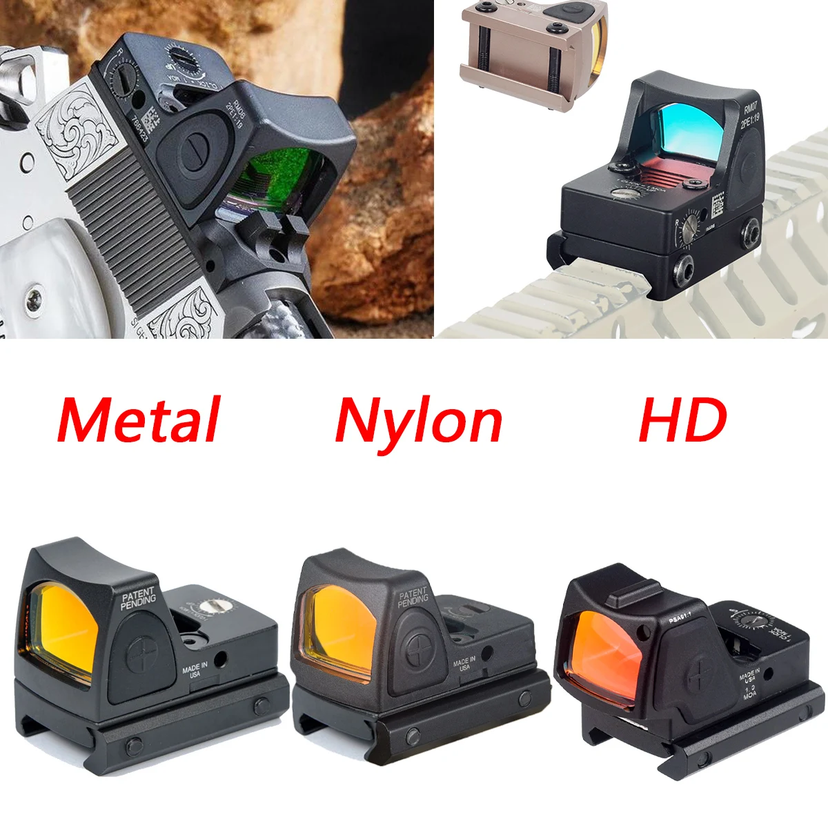 Mira holográfica táctica punto rojo airsoft nylon riel Picatinny - imagen 2