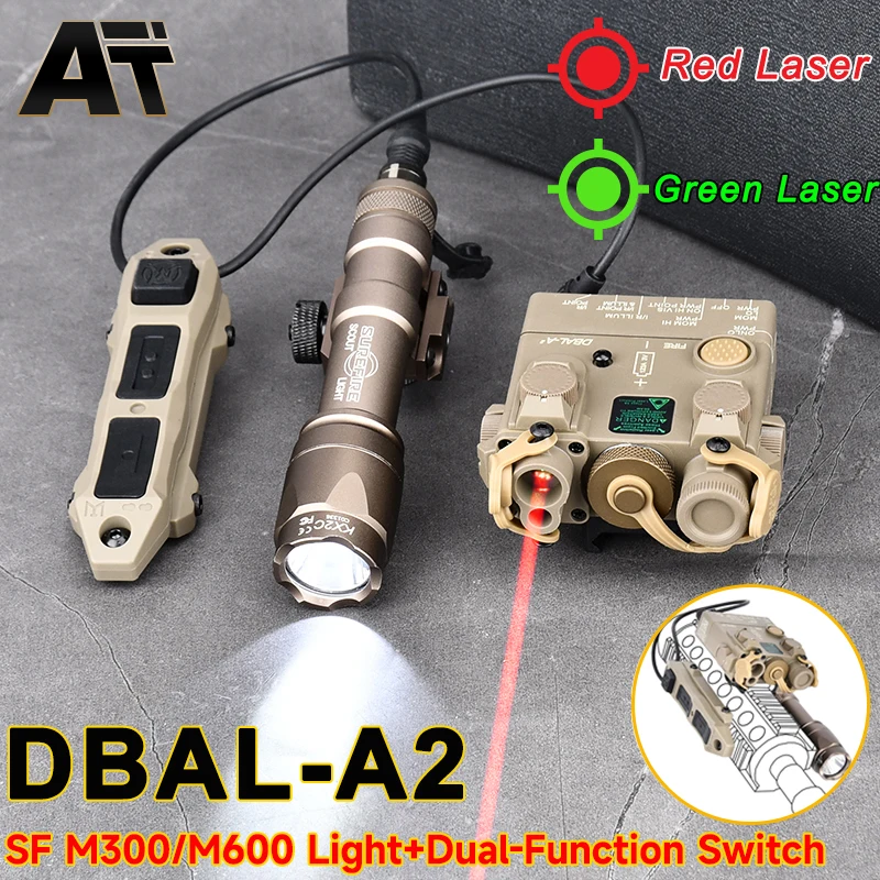 Láser táctico de Airsoft DBAL A2 con punto rojo y verde WADSN, linterna exploradora Surefir M300A M600C M600 M300, interruptor de presión de doble control - imagen 2
