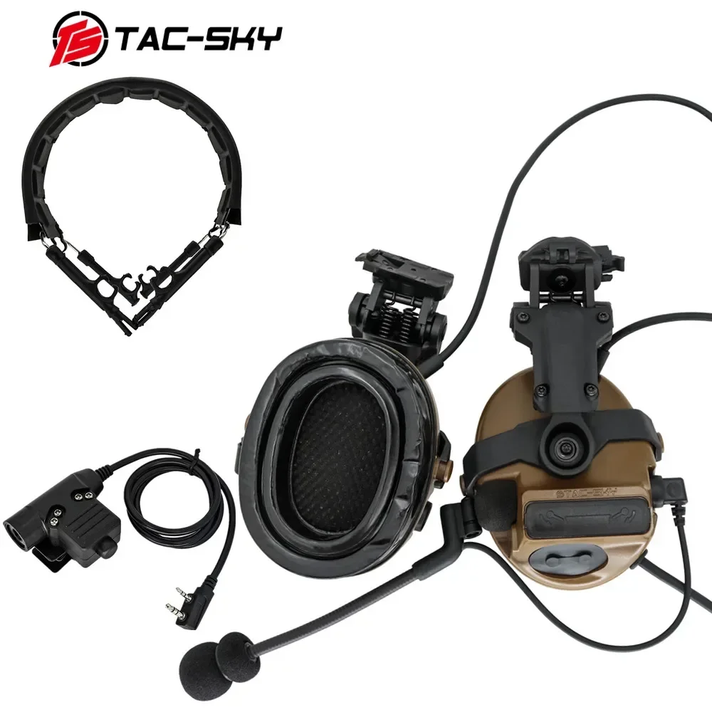 TAC-SKY COMTA III auriculares tácticos Airsoft tiro auriculares caza COMTA auriculares para casco ARC Rail con táctico U94 Ptt - imagen 3