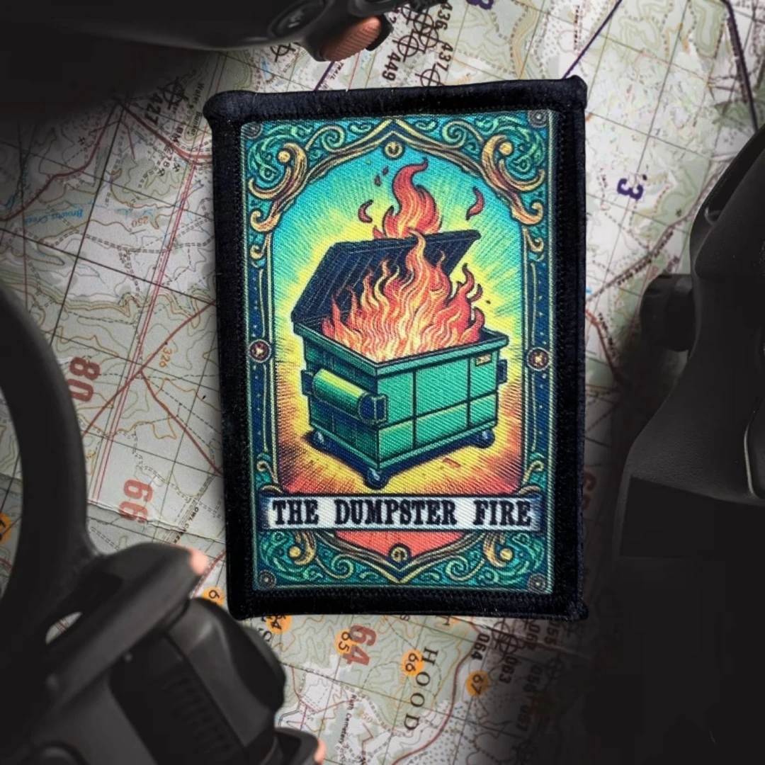 Parche táctico THE DUMPSTER FIRE, insignia de moral impresa, gancho, brazalete militar, pegatina decorativa para mochila - imagen 4