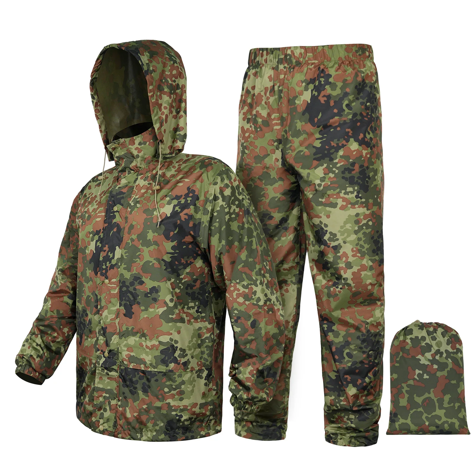 Traje de capa de lluvia para caza, montar, pescar, tira reflectante, chaqueta y pantalones de lluvia divididos MCAP", "camuflaje alemán", - imagen 3