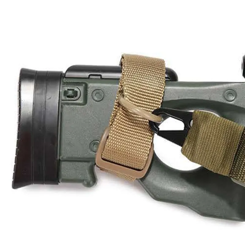 Adaptador de eslinga de pistola táctica, accesorio de correa de hombro de nailon para escopeta y Rifle, color caqui, resistente, lazo de anillo en D - imagen 4