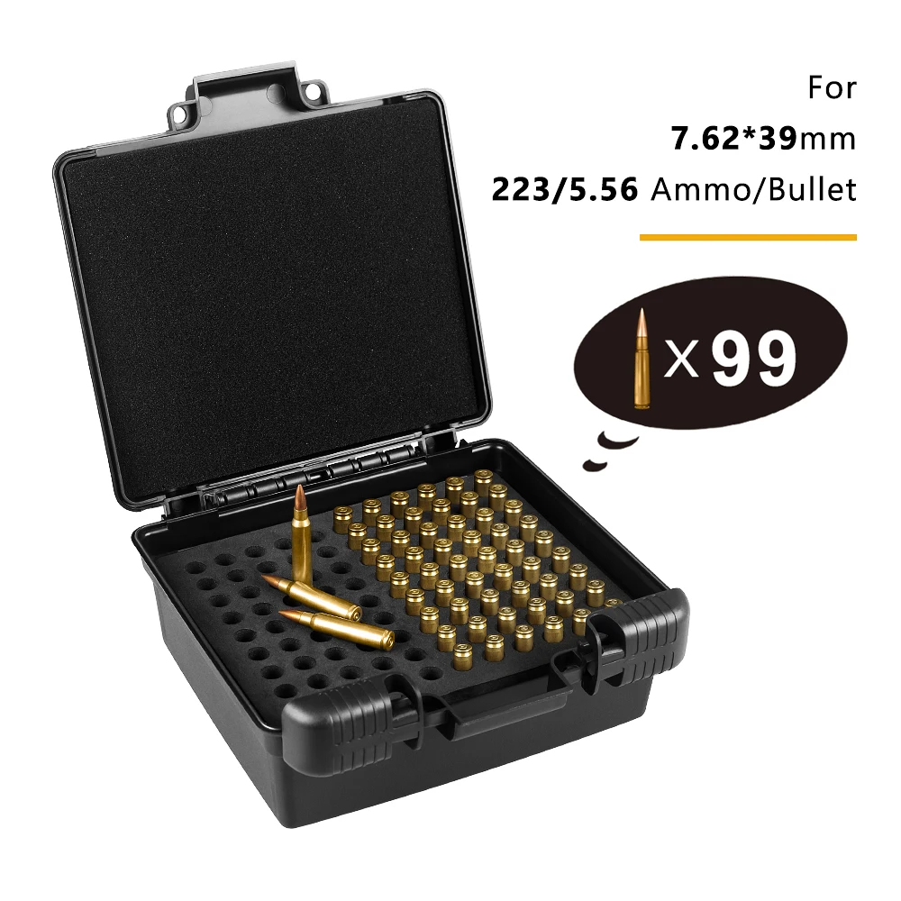 Caja de munición, caja de balas de 7,62x39, 223, 5,56mm, estuche de almacenamiento para transporte de munición y Rifle, caja con soporte para cartuchos abatibles, 50/99/100 rondas - imagen 4