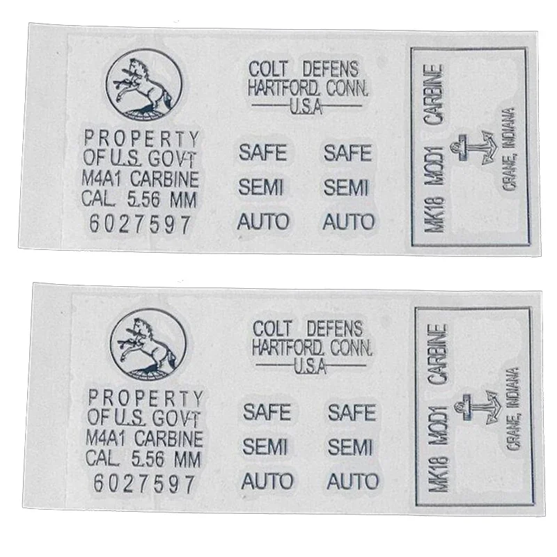 Pegatina de Metal táctica M4 M4a1, pegatina decorativa dorada plateada, pegatina de pistola de balas de agua, accesorios de caza y Paintball
