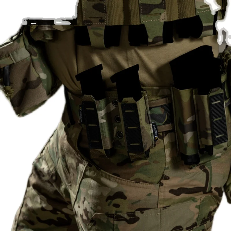 Bolsa de cargador táctica de Extracción rápida, patrón de fibra de carbono Dual de 9MM, herramienta multiusos Molle - imagen 5